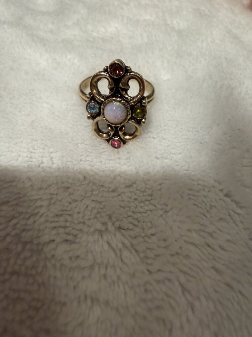 Vintage Sarah Coventry LIGHTS RING Gold Crystal Rhinestone Adjustable - Picture 3 of 8